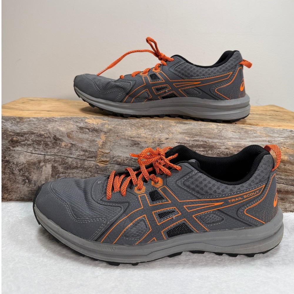 Asics Trail Scout Mens Grey Orange Running Shoes 1011A663 Size 8.5 - Picture 3 of 8